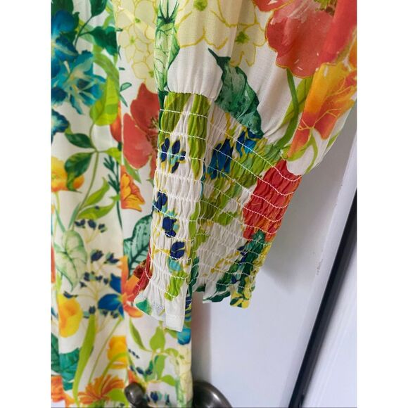 John Mark Floral Satin Dress Shirt/ Tunic Long Sleeve Size L NWT - Picture 6 of 8